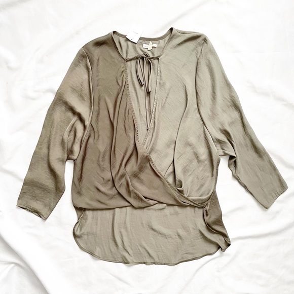 silence + noise Tops - Urban Outfitters Drape Hi Low Tied Blouse